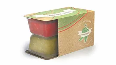 packaging of salsa and guac