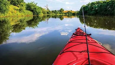 red kayak in water