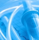 Close up of medical syringe and tube