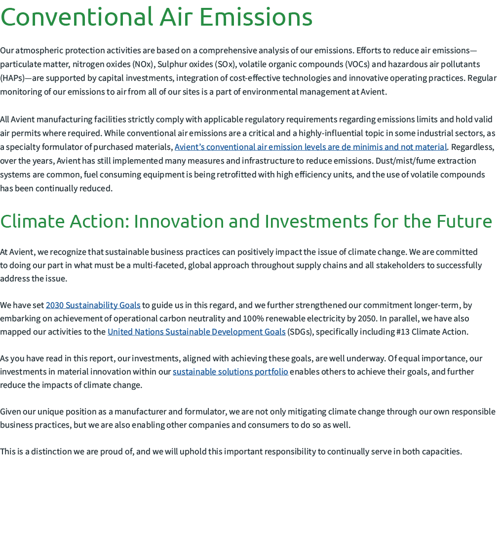 Conventional Air Emissions Our atmospheric protection activities are based on a comprehensive analysis of our emissio...